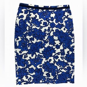 Boden Blue Floral Jacquard Pencil Skirt 8L • Romantic Cottagecore Chic